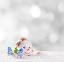 Christmas background with snowman
