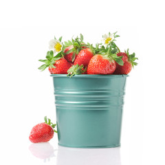 Fresh strawberries in bucket