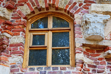 Wooden window in an old building
