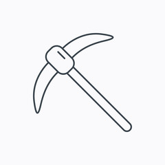Mining tool icon. Pickaxe equipment sign.