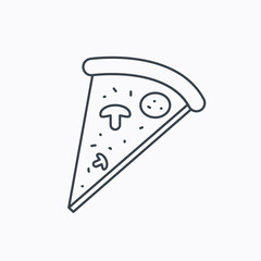 Pizza icon. Piece of Italian bake sign.