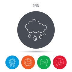 Rain icon. Water drops and cloud sign.