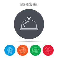Reception bell icon. Hotel service sign.