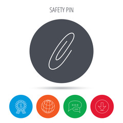 Safety pin icon. Paperclip sign.