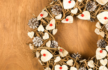 Christmas Wreath Vintage Decoration White Hearts Red Berries