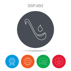 Soup ladle icon. Kitchen spoon sign.