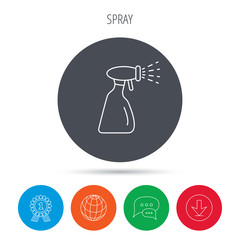 Cleaning spray bottle icon. Washing tool sign.