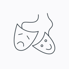 Theater masks icon. Drama and comedy sign.