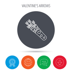 Cupid arrows icon. Love weapon sign.