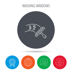 Washing windows icon. Cleaning sign.