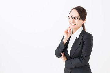 portrait of asian businesswoman on white background