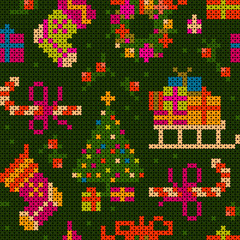 Materiał do szycia seamless x-stitch textured christmas illustraton