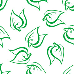 Fototapeta na wymiar Spring green leaves seamless pattern