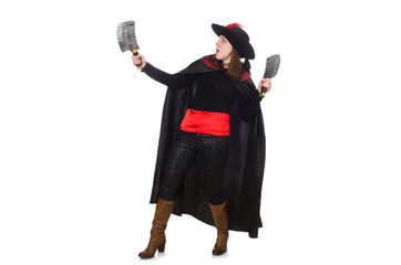 Woman pirate isolated on white