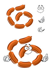 Cartoon appetizing brown pork sausages