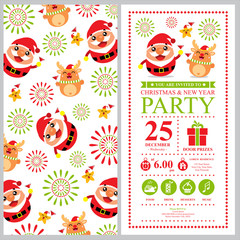Christmas and Happy New Year invitation card
