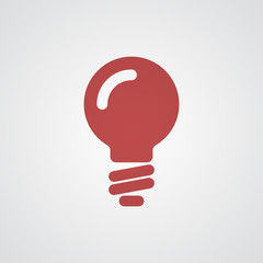 Flat red Light Bulb icon