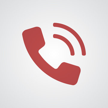 Flat red Phone icon