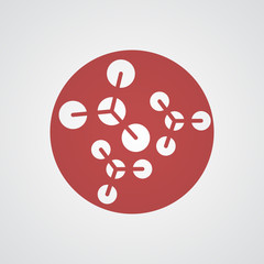 Flat red Molecules icon