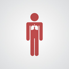 Flat red Lungs icon