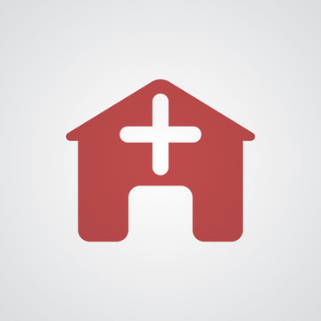 Flat red Hospital icon