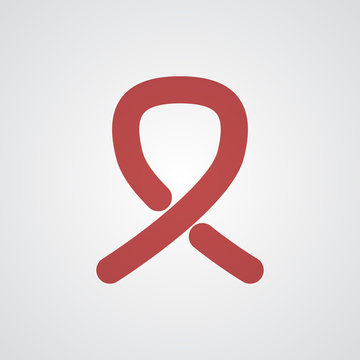 Flat red Awareness Ribbon icon