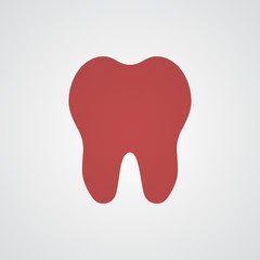 Flat red Tooth icon