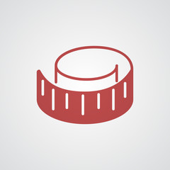 Flat red Measuring Tape icon