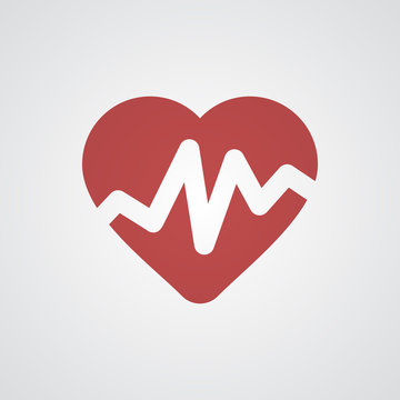 Flat red Heart Rate Pulse icon