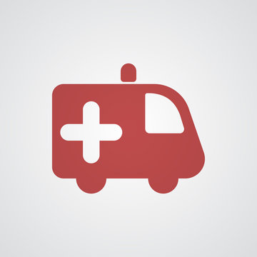 Flat red Ambulance icon