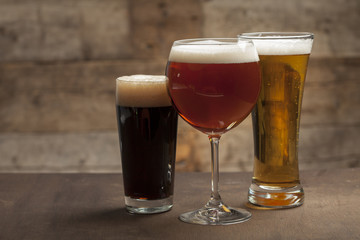 Different glasses of beer
