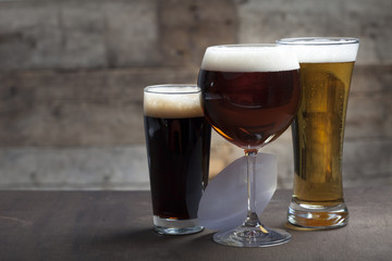 Different glasses of beer