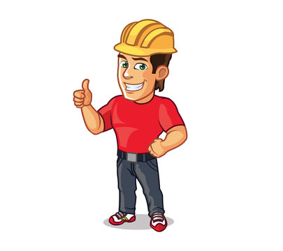 Handsome Construction Worker Showing Thumb Up