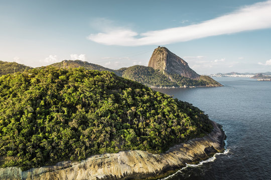 Aerial view of Sugar Loaf Mountain in Rio de Janeiro