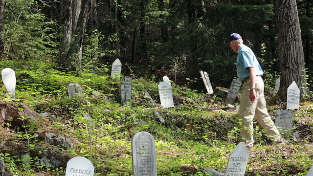 Historic Cemetery Gold Rush Man Walking Skagway Alaska HD 7171