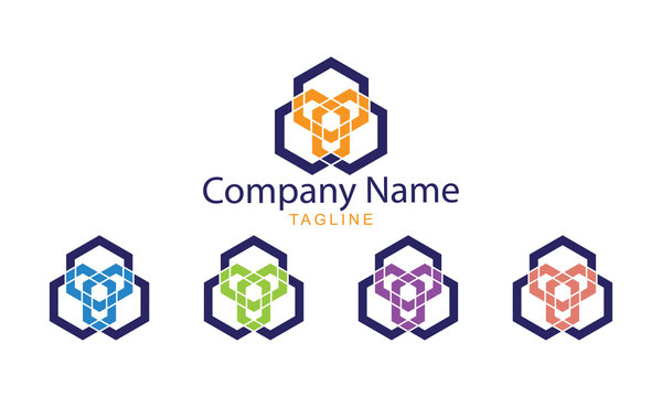 Hexagonal Cube Logo Vector