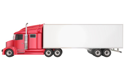 Red 18 Wheeler Class 8 Truck Blank Copy Space Trailer