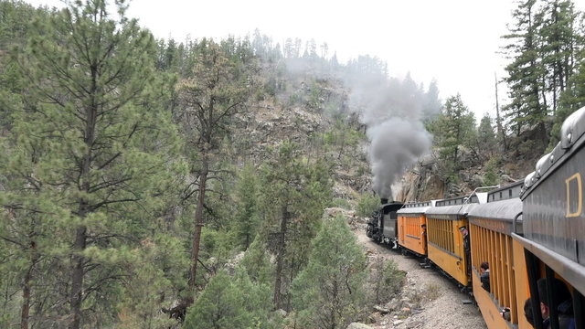Vintage coal fired steam engine Rocky Mountains 4K 166