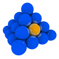 Orange Ball in Blue Sphere Pyramid Stack