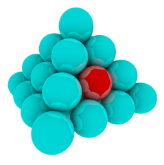 Red Ball in Blue Sphere Pyramid Stack
