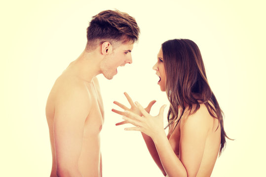 Young couple having an argue.