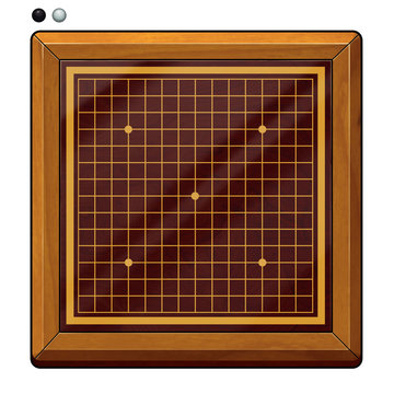 Illustration: Go Game, Gomoku Chess, Renju Chess Related: Chess Pieces, Chess Board, etc. Fantastic Cartoon Style Game Element Design.

