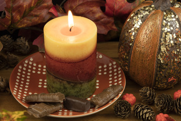 Chcolates and Pumpkin Candle Decorations