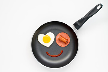 Smile for sweet breakfast with love on pan