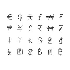 Set of currency symbols
