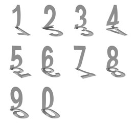 Numbers on white background, 3d render