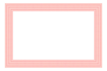 Pink wooden frame isolated on white background.