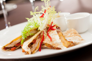 kebab sandwich with chicken and cheese