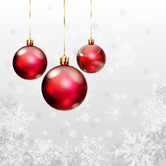 Fototapeta na wymiar Christmas background with snowflakes and Christmas balls