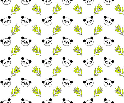 Seamless decorative vector background with pandas
